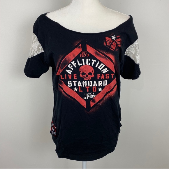 Affliction Tops - Affliction black graphic tee.